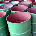 empty green industrial bins