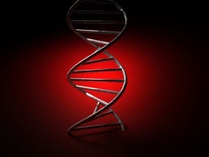 red image of DNA strand
